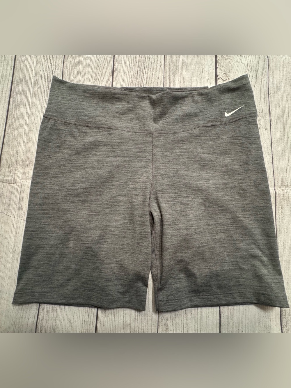 Nike Women's Dark Heather Gray Athletic Bike Shorts with Swoosh